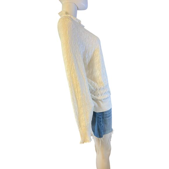 Sundance Frances Ruffle Ivory Lightweight Turtleneck Sweater Size XL NWT - Picture 3 of 7